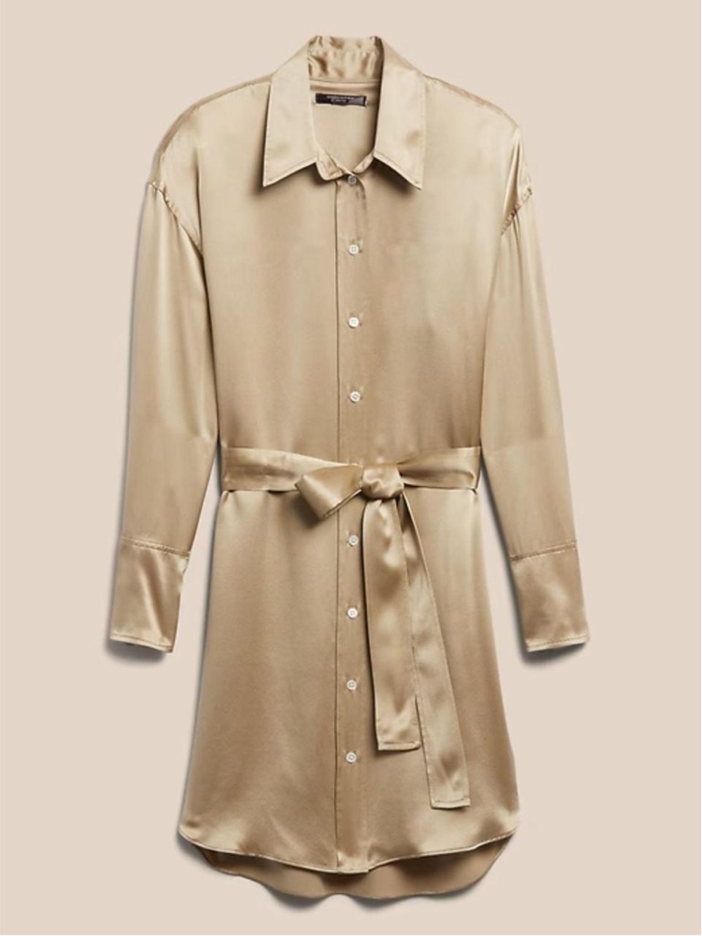NWT 100% silk tan button up dress